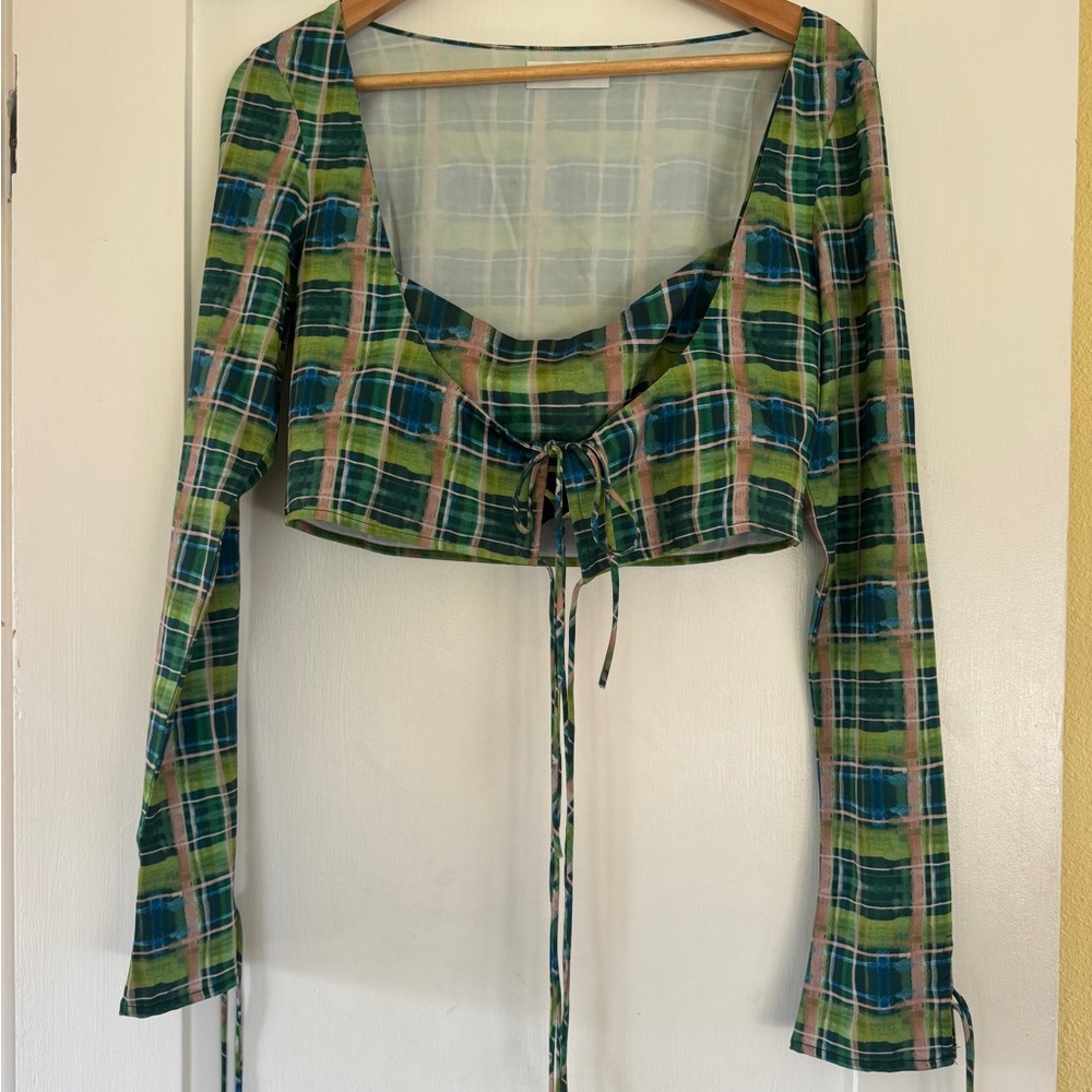 Guizio Plaid Two piece crop top